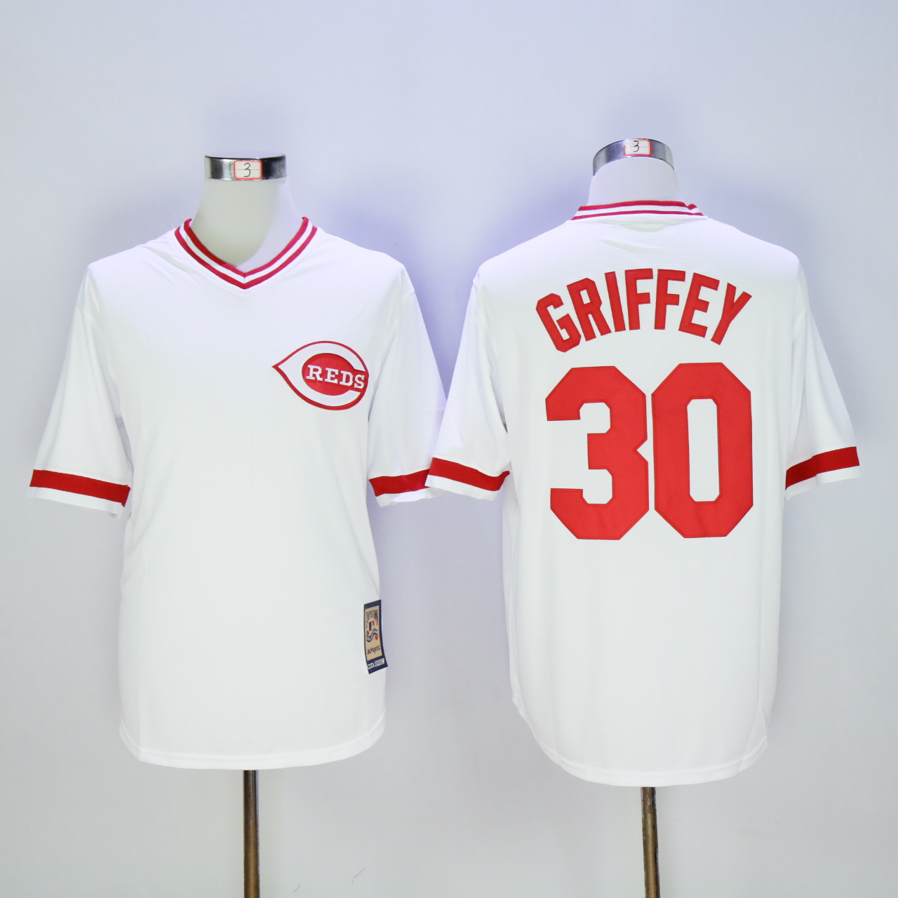 Men MLB Cincinnati Reds #30 Griffey white game jerseys->cincinnati reds->MLB Jersey